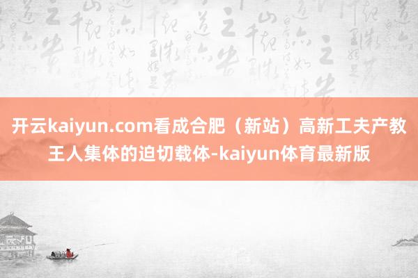 开云kaiyun.com看成合肥（新站）高新工夫产教王人集体的迫切载体-kaiyun体育最新版