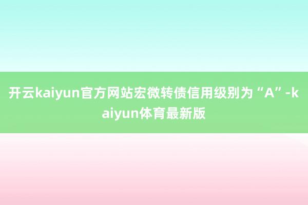 开云kaiyun官方网站宏微转债信用级别为“A”-kaiyun体育最新版