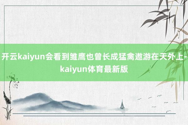 开云kaiyun会看到雏鹰也曾长成猛禽遨游在天外上-kaiyun体育最新版
