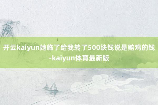 开云kaiyun她临了给我转了500块钱说是赔鸡的钱-kaiyun体育最新版