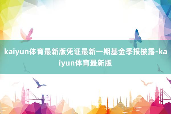 kaiyun体育最新版凭证最新一期基金季报披露-kaiyun体育最新版